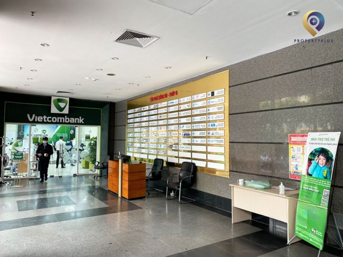 Reception area of Song Da office building with modern interior